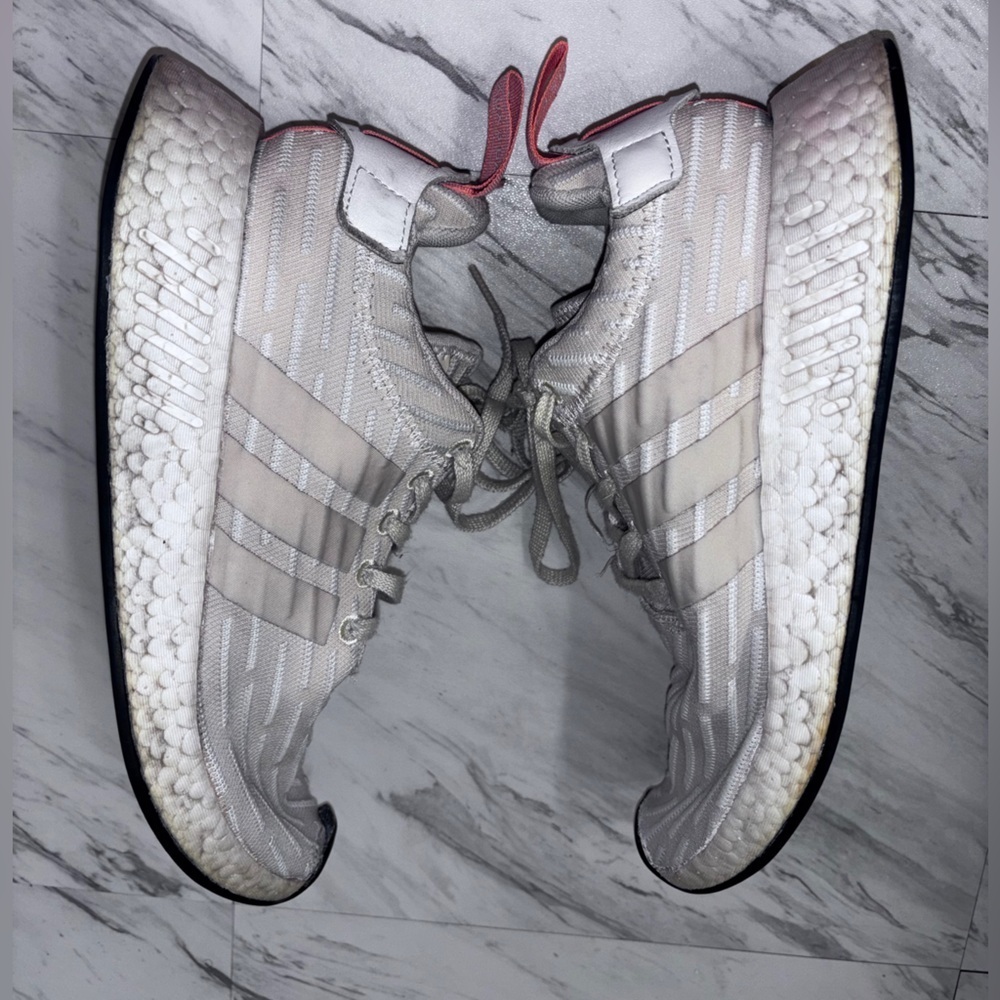 Adidas NMD R2 Primeknit Linen Women Sneaker Sz 6 Beige Khaki Coral Size: 8.5 - Picture 8 of 9